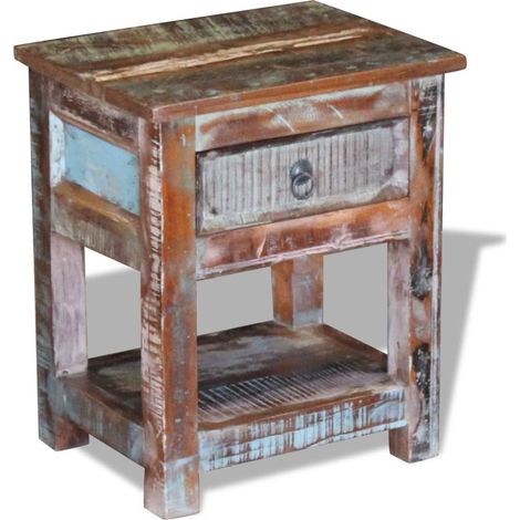 Side Table with 1 Drawer Solid Reclaimed Wood 43x33x51 cm vidaXL (1/5)