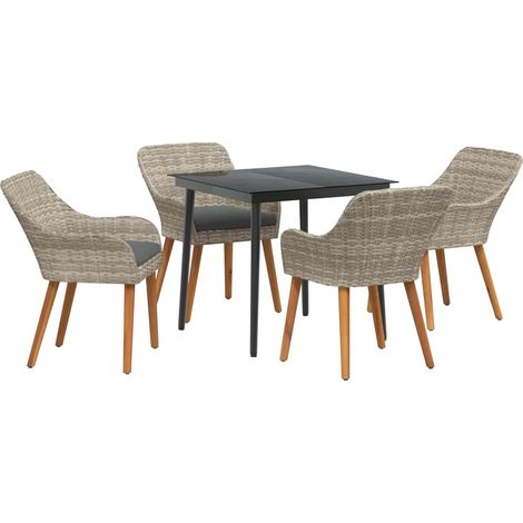 Maison Exclusive - Garten Essgruppe mit Kissen 5 pcs Hellgrau Pol