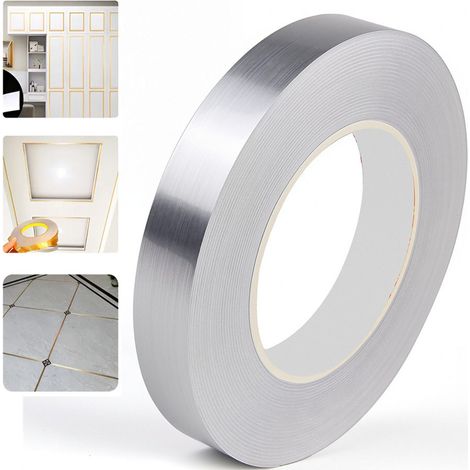 LOLLANDA Ruban adhésif décoratif pour murs et sols, 50 m, étanche, anti-moisissure, pour bricolage, imperméable et résistant à l'usure, 0,5 cm, argenté (1/5)