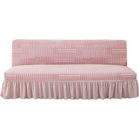 CCYKXA Dehnbarer Klick-Klack-Sofabezug aus Spandex – Rosa – Mittel – Weicher Bezug für Sofas ohne Armlehnen mit Volant, faltbar und waschbar (1/5)