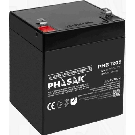 Batería Phasak PHB 1205 compatible con SAI/UPS PHASAK según especificaciones