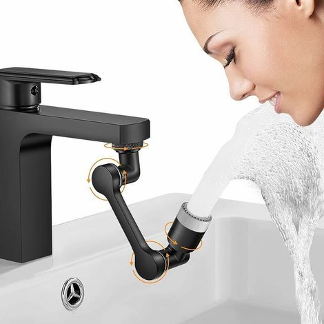 Rallonge de robinet, aérateur de robinet rotatif à 1080°, buse de mélange à 2 rayons, aérateurs universels pour robinets de cuisine/salle de bain (1/5)