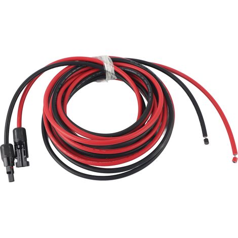 Cable D'extension Solaire - 6 mm2 - 5 m - Connecteurs PV Intégrés - IP67 - 600 V - Pour Raccordement Panneaux Solaires - 1 Paire (1/5)