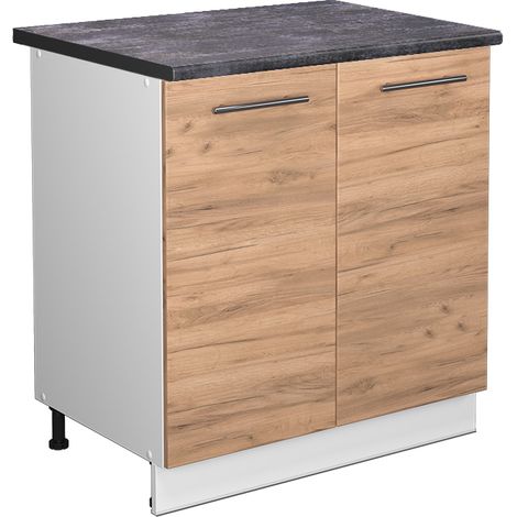 Mobile lavello cucina Fame-Line, Rovere dorato, 80 cm con ripiano, PL Antracite, Vicco