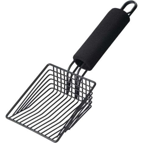 Lettiera per gatti in metallo modello P con design profondo per una rapida setacciatura e comoda maniglia, pensata per chi ha più gatti.