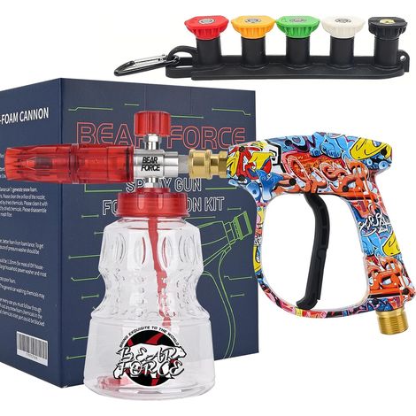 Pressure Washer Spray Gun M22-ID14mm and Foam Lance 1L with Nozzle Kit, Compatible with Professional Cleaning Machines with M22 Thread (1/5)