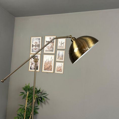 Lampadaire FKol Métal Moderne E27 Largeur 37 cm Abat-jour Réglable Tablette Variateur (1/4)