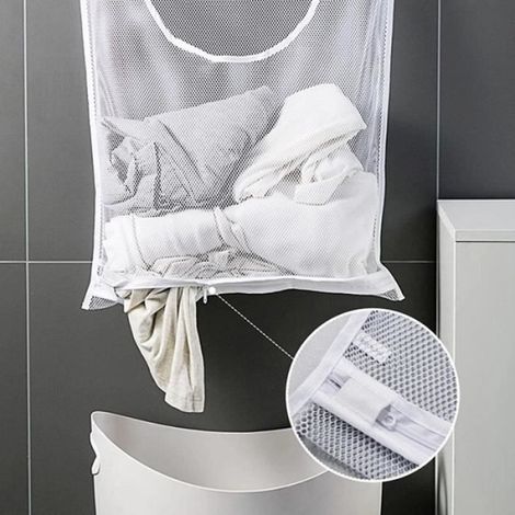 Sac à Linge Pendaison, Sac à linge mural transparent visible, pour Placard Dortoir Salle de Bain.(2 pcs) nosku (1/4)