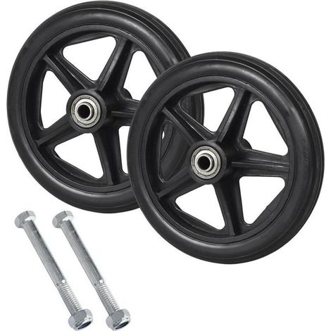 Set mit 2 Vollgummi-Ersatzrädern für Rollstühle, Vorderräder für Rollstühle, 15 cm Vollgummi-Ersatzräder