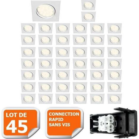 Lot de 45 spot encastrable orientable carré led smd gu10 230v blanc rendu environ 50w halogène (1/5)