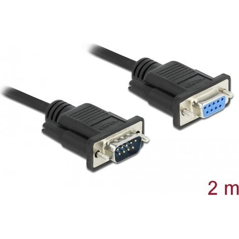 Cable serie RS-232 Sub-D9 macho a hembra 2 m tornillo Negro
