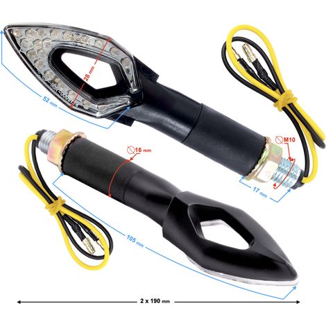 Intermitentes universales MRT-083, LED (20 diodos), negros, (homologación E) (1/4)