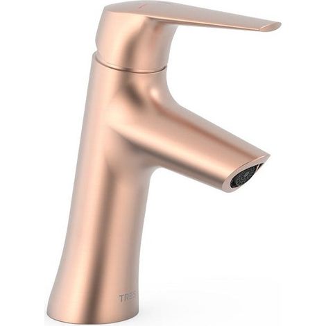 TRES 28110402OPM FUJI Grifo Monomando Lavabo Inclinado Ecoeficiente Color Oro Rosa Mate 24K - ref: 28110402OPM (1/2)