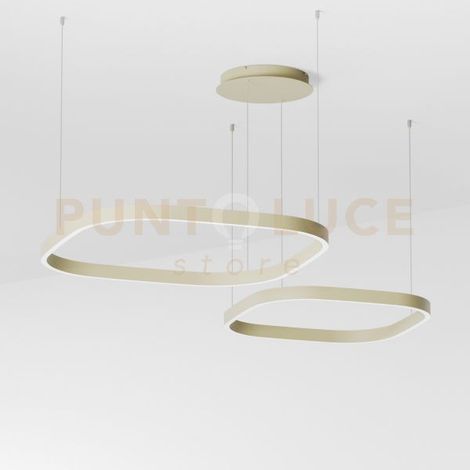 CRISEIDE S/2D Q- SOSPENSIONE DOPPIA BIEMISSIONE E DIMMERABILE LED 3000K 3800LM 90W VERDE SALVIA