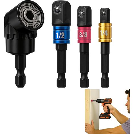 x 105°-Winkeladapter, Stahl, Magnetköpfe, 3 x 1/4", 3/8" und 1/2" Schäfte, Heimwerkerbohrer (1/5)