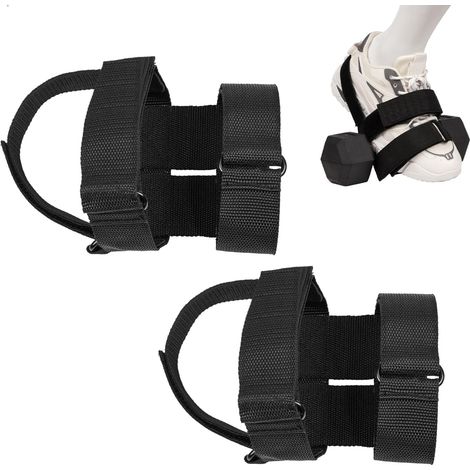 Sangle Cheville Musculation, Poids de Cheville réglables, Ankle Weights avec Système 3 Points, Poids Cheville pour Tibialis Trainer avec Support de Disques, pour Salle de Sport Maison, Noir (1/5)