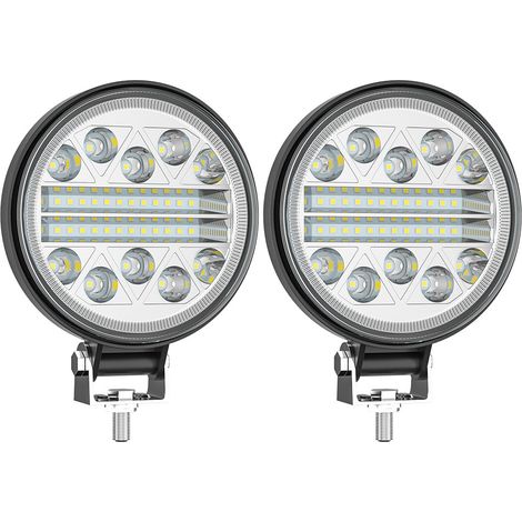 Phare LED de Travail 4" 34LED 102W, Vue Grande, Faisceau Concentré + Diffus, 2500LM 6500K, Éclairage Auxiliaire pour 4x4, Camion, Engin de Chantier, Bateau, Moto, IP65, Durée de Vie 50000H(4pcs) (1/5)