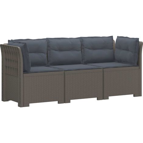 Maison Exclusive - 3-Sitzer Garten Sofa mit Kissen Rattan-Look PP (1/5)