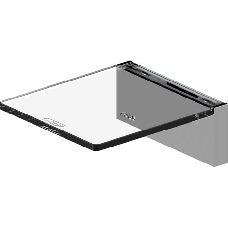 Tablette sur support - Décor : Transparent / Chrome - Largeur : 100 mm - Matériau : Acrylique / Nylon / ABS - Profondeur : 113 mm - AKW
