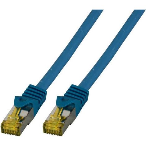 EFB Elektronik MK7001.1,5BL RJ45 Câble réseau, câble patch CAT 6a (câble brut CAT 7) S/FTP 1.50 m bleu ignifuge, sans halogène, avec cliquet d'en D696991 (1/5)
