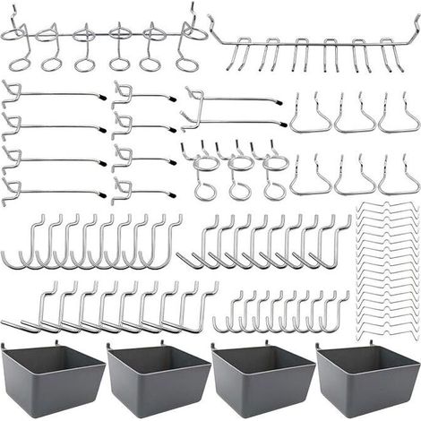 (80 pièces)Porte-outils de Crochets pour Panneaux Perforés avec Bacs, Verrous à Chevilles, pour Organiser Divers Outils (1/5)