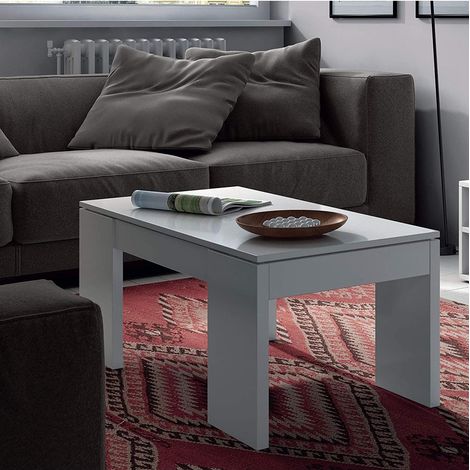Mesa centro elevable Lijar en blanco brillo 43-55 cm(alto)100 cm(ancho)50 cm(largo) (1/3)