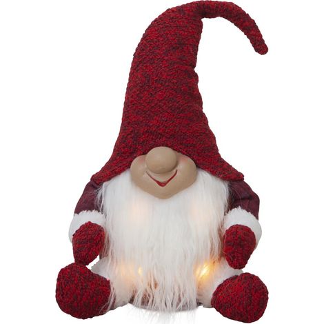 Nain de Noël LED Star Trading 'Joylight', pointe rouge, 4 LED, à piles, H 34 cm