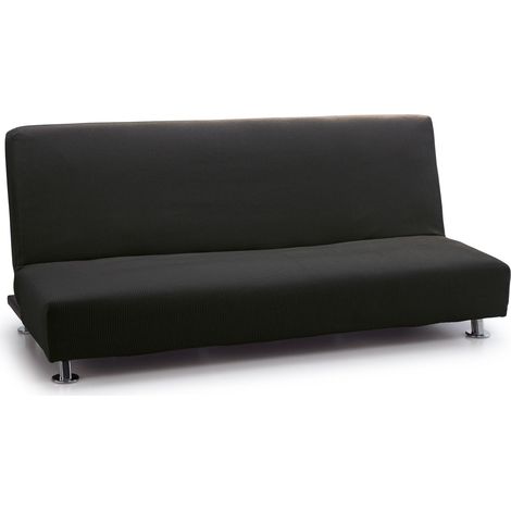 Housse Élastique pour Canapé-lit Clic Clac Trois Places Modèle Reale Noir Housse Universelle pour Canapé-lit Protège-canapé en Tissu Jacquard au Toucher Coton (1/5)