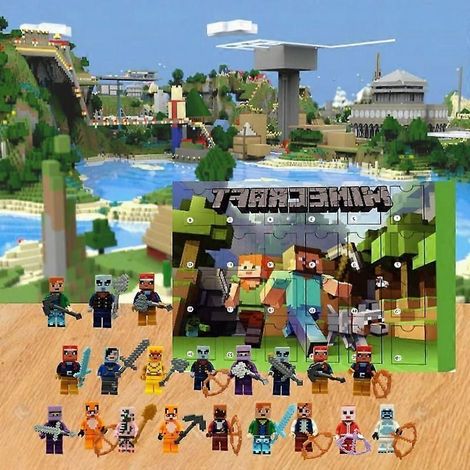 Calendrier de l'Avent 2026 : 24 boîtes surprises Minecraft en briques, compte à rebours, fêtes de Noël et d'Halloween