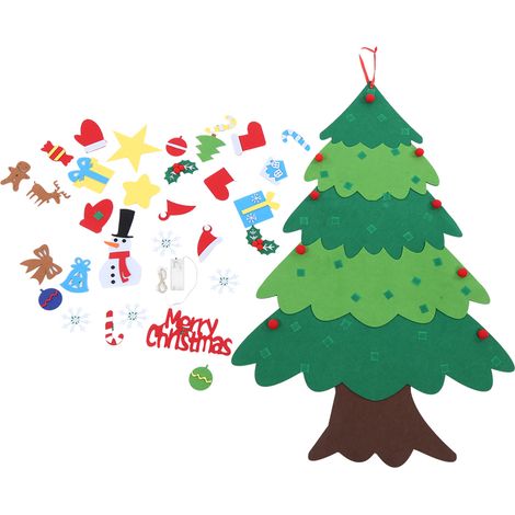 Décoration de noël tenture murale arbre feutre bricolage ornement de fête de vacances avec LED 1. (1/5)