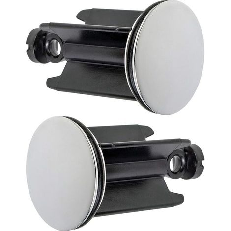 Bouchon de lavabo de salle de bain universel, lot de 2, bouchon de canalisation chromé, en laiton, avec joint en caoutchouc, bouchon réglable en hauteur, drain de baignoire en acier inox (1/4)