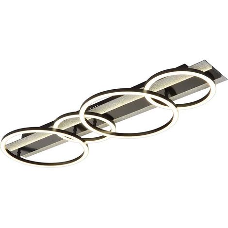 Plafonnier, lampe de salon, noir mat, rétroéclairage LED, fonction mémoire, L 86 cm