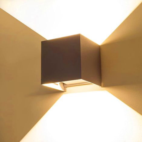 Applique lampada led 12W Grigio per esterni cubo IP65 doppia luce regolabile calda 3000K (1/6)
