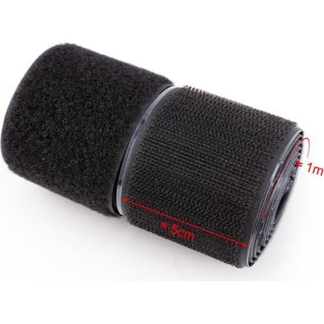Noir Bande auto-agrippant Ruban adhésif autocollant crochet attache nylon 1mx50mm (1/4)