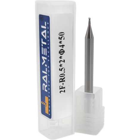 Kugelförmiger Vollhartmetall-Fräser für Aluminium Fi1 R0,5 x 50 mm 45 HRC (1/3)