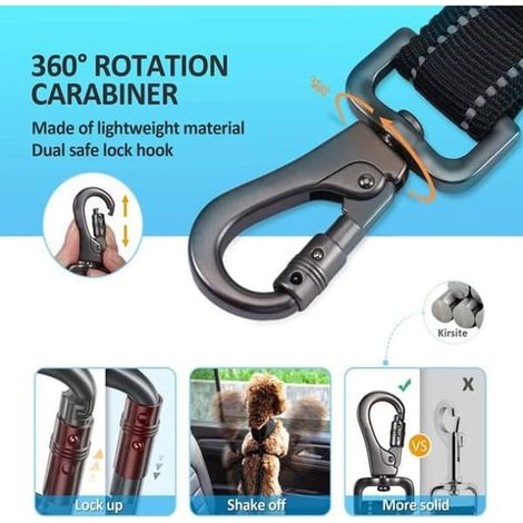Baume pour chien, bilbälte pour chien, juste bart pour bälte, stötdämpande, réfléchissant, élastique, noir, lampe pour tous les chiens et