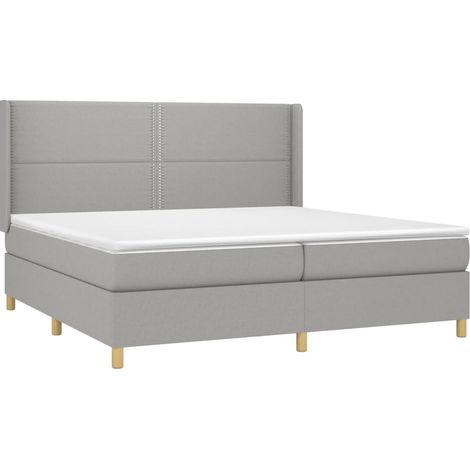 Cadre de lit LED avec sommier tête de lit matelas surmatelas 200x200 cm tissu gris clair TDL0207785
