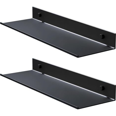 Étagère Murale Flottante Noire 40 cm, Lot de 2 Étagère Suspendue Murale, Bibliothèque, Rangement Mural Cuisine, Douche, Salon, avec Matériel de Fixation (1/5)