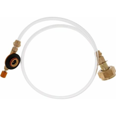 Adaptateur de remplissage de gaz – Raccord gaz en laiton et acier inoxydable – Tuyau haute pression transparent – Rechargement propane (1/5)