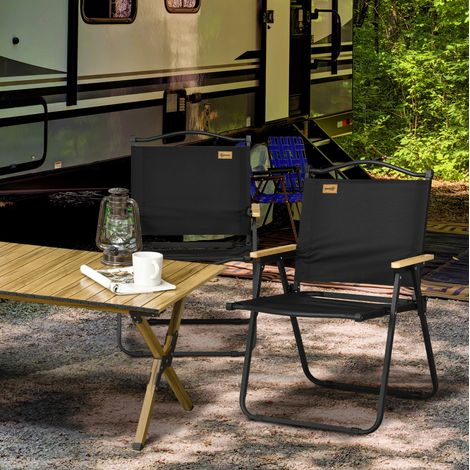 Stuhl Klappstuhl mobil 2er Set Schwarz Polyester OKMYHOME (1/3)