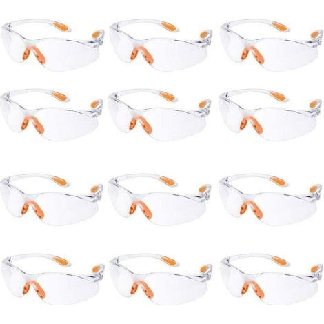 Lot de 12 Lunette de Sécurité Lunettes de Protection Travail avec Lentilles Transparentes Anti-Buée Lunette Protection pour Jardin Laboratoire Chimie (1/5)
