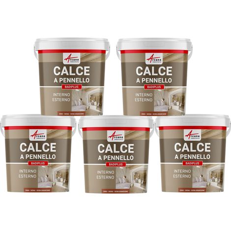 Calce a pennello per muri esterni e interni - BADIPLUS - 5 x 20 kg Siena - Ocra arancione - ARCANE INDUSTRIES