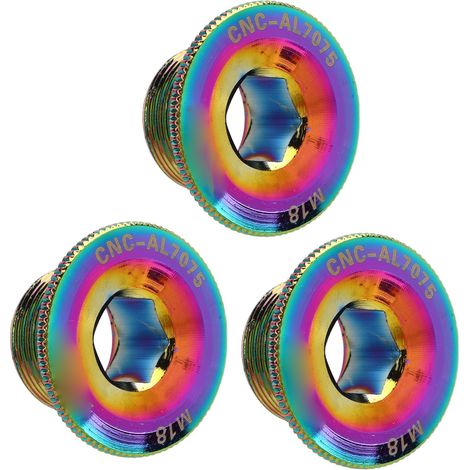 Lot de 3 vis de fixation pour pédalier de vélo en alliage d'aluminium, filetage standard M18, pour plateaux monoblocs de VTT, coloris (1/5)