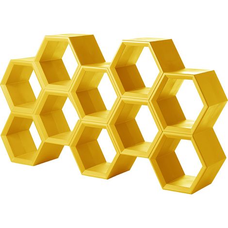 Hexa Giallo zafferano libreria a parete scaffali ripiani originale Slide di design moderna colorata made in Italy modulare