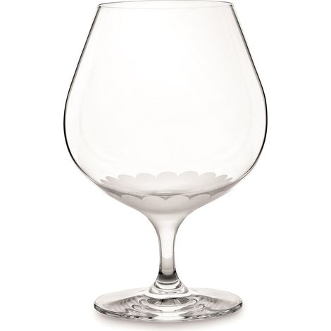 Fade Polly set 6 calici brandy vetro cristallino decoro fiore 66 cl