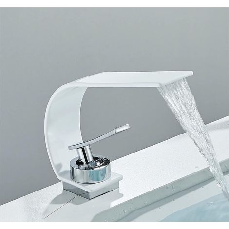 Courbe Mitigeur Noir Salle De Bains Évier Robinet Chaud Froid Mélangeur Eau Robinet Cascade Vanité Navire Évier Robinet (1/5)