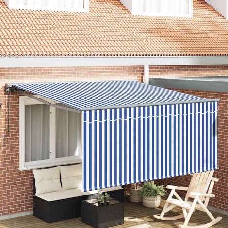 Retractable Awning Manual Blue and anthracite 350 x 250 cm vidaXL (1/5)