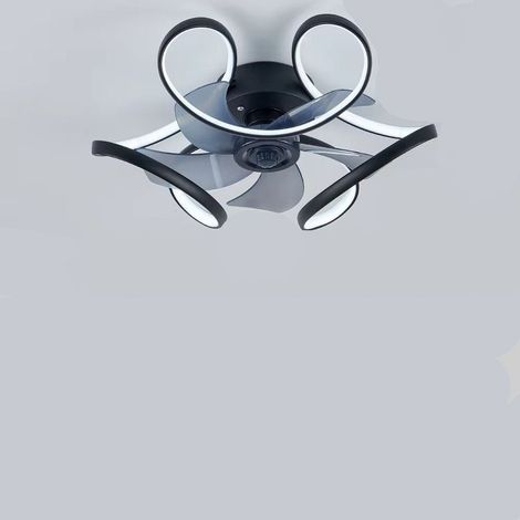 LED ceiling fan with light – modern design – dimmable – 6 speeds – for bedroom use, Black (1/5)