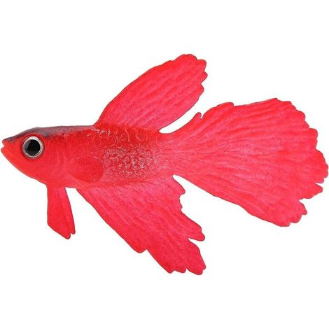 Aquarium fish nageur in plastic, silicone small fish realistic and faux aquarium decoration (Betta Red)- (1/5)