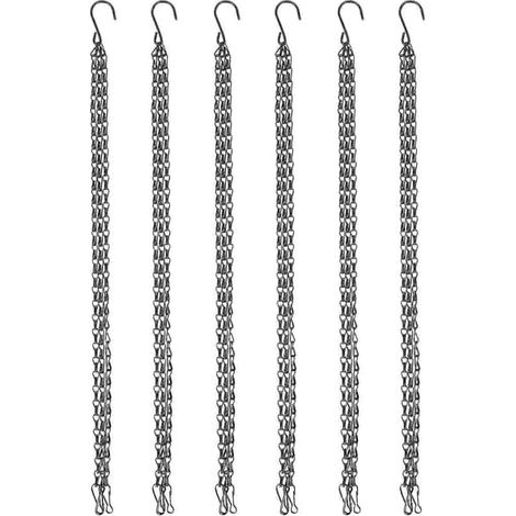 Lot de 6 chaînes de suspension robustes de 50 cm, avec système de rechange - Suspension de plantes de jardin en 3 points pour l'extérieur (1/5)